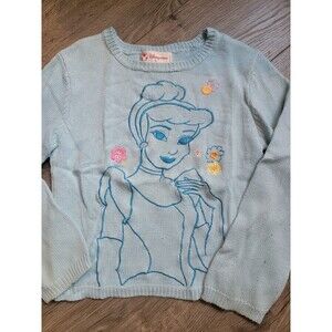 90s Disney Cinderella blue embroidered L/S sweater size 5/6
